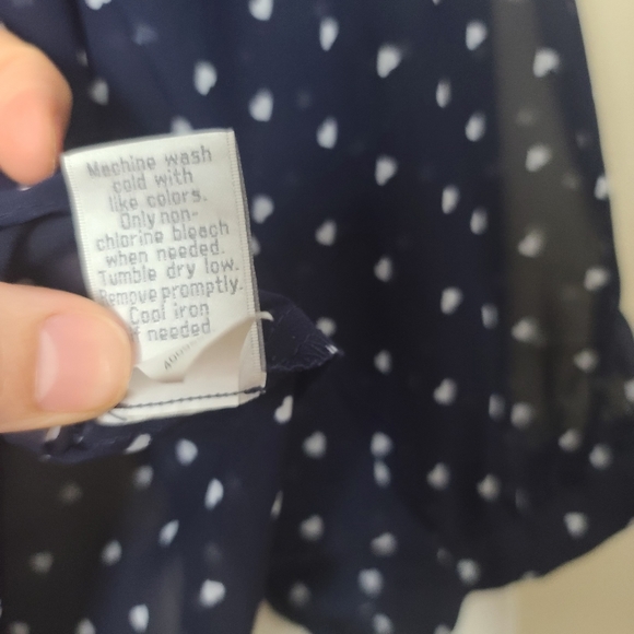 LC Navy Sheer Three Quarter Length Blouse, Small - Picture 6 of 6